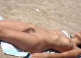 near her haired pussy on beach